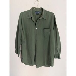 Ralph Lauren Vintage Big Shirt Button Down Olive Green Cotton Size L